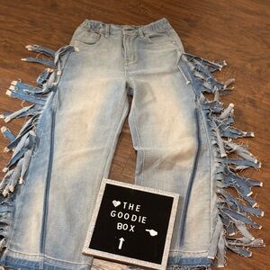 Fringe Detail Light Blue Jeans